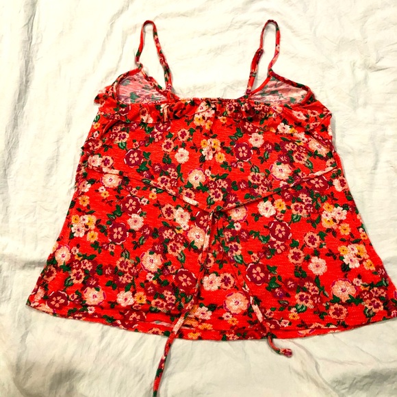 CANDIES floral ruffle tank top orange:crimson color sizeL preowned - Picture 4 of 6